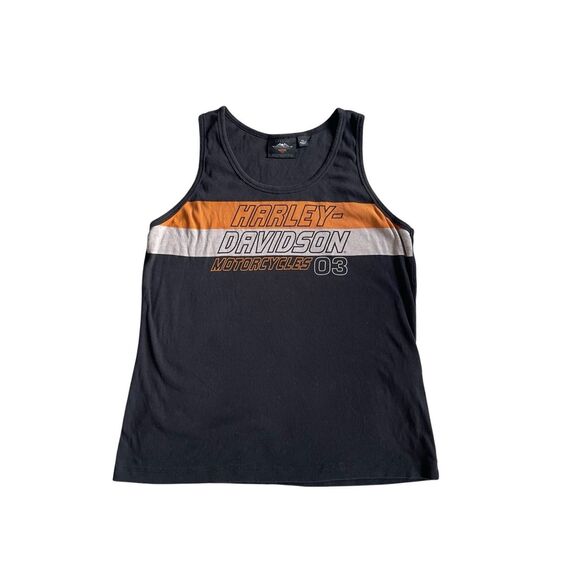 Harley Davidson, black striped ribbed tank top men’s 2X - Picture 1 of 5